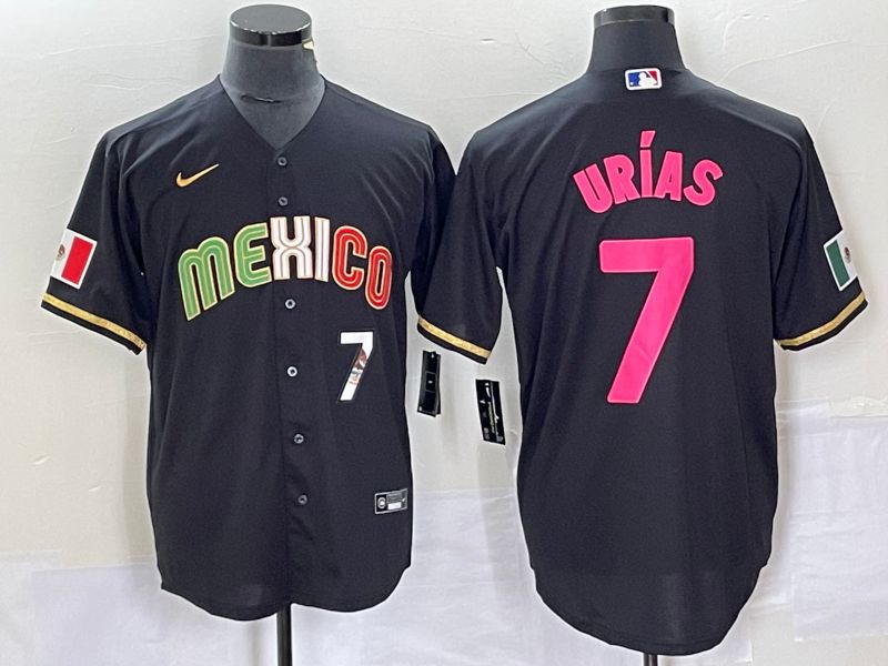Men 2023 World Cub Mexico #7 Urias Black pink Nike MLB Jersey->more jerseys->MLB Jersey